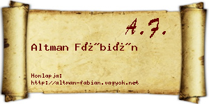 Altman Fábián névjegykártya